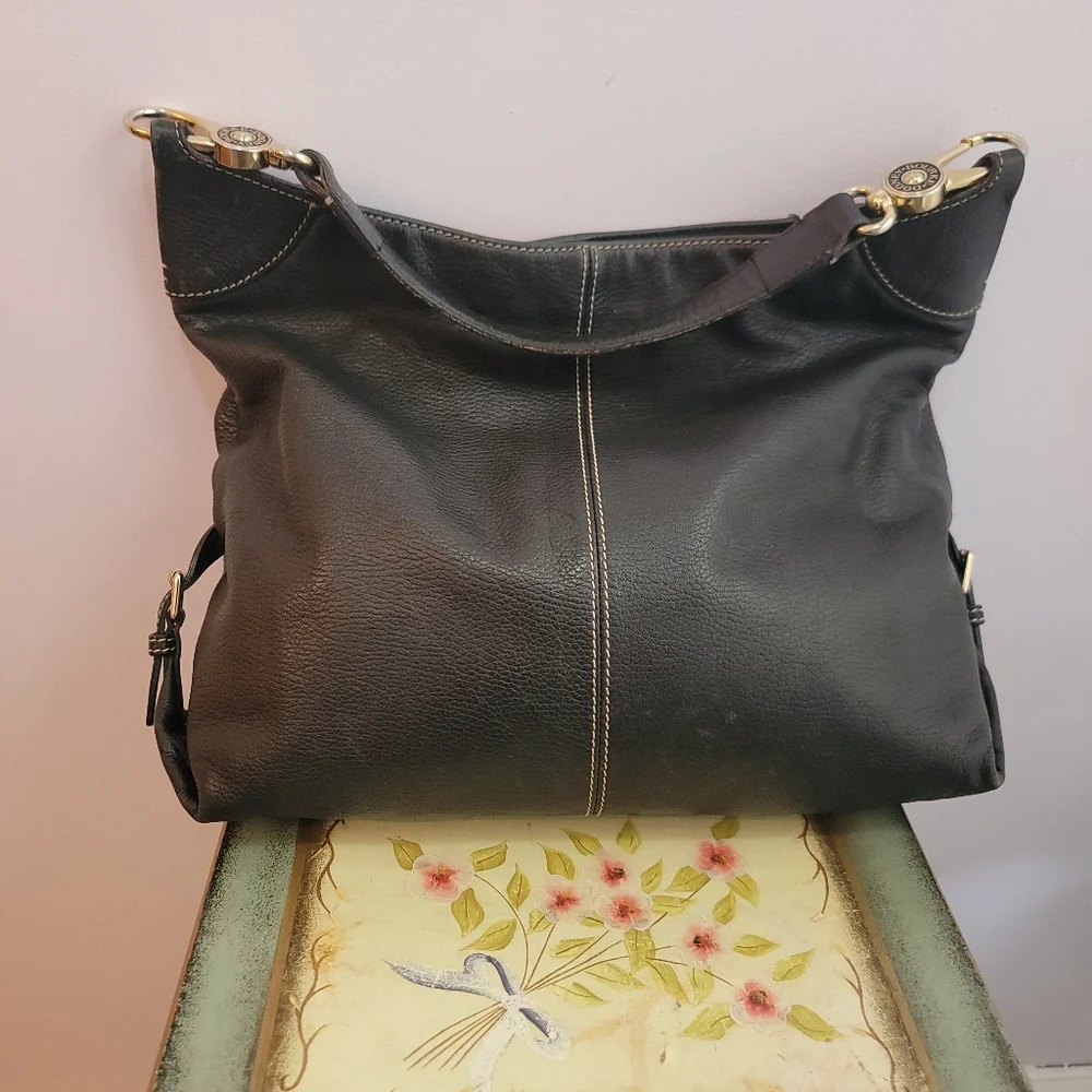 Dooney and Bourke Black Large Pebble Leather Hobo Shoulder Bag